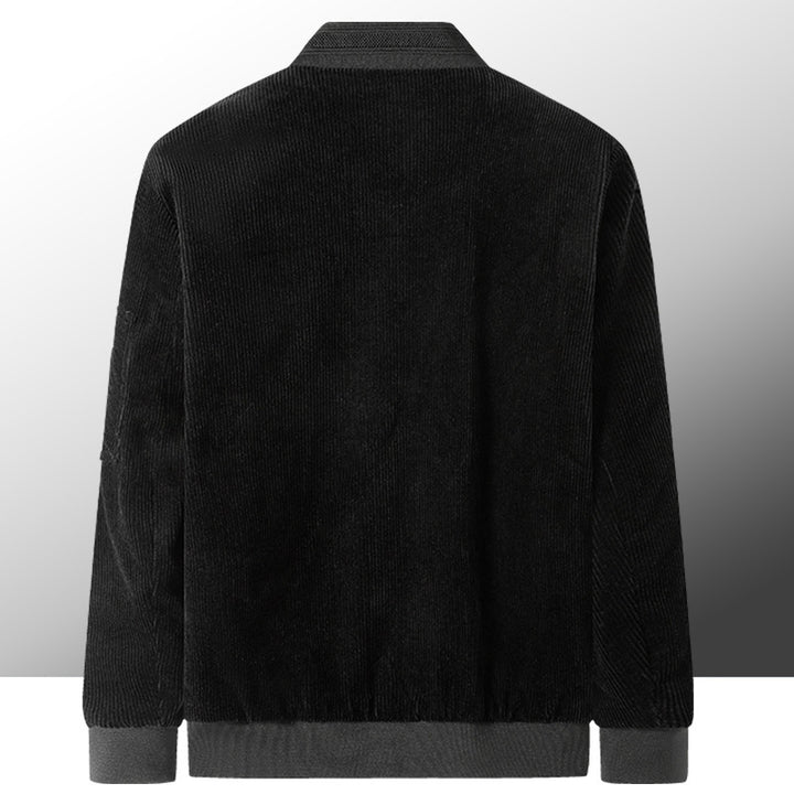 Herren Kord-Vintage-Bomberjacke mit leichtem Thermofutter, Ärmel-Reißverschlusstasche und Rippbündchen Drune