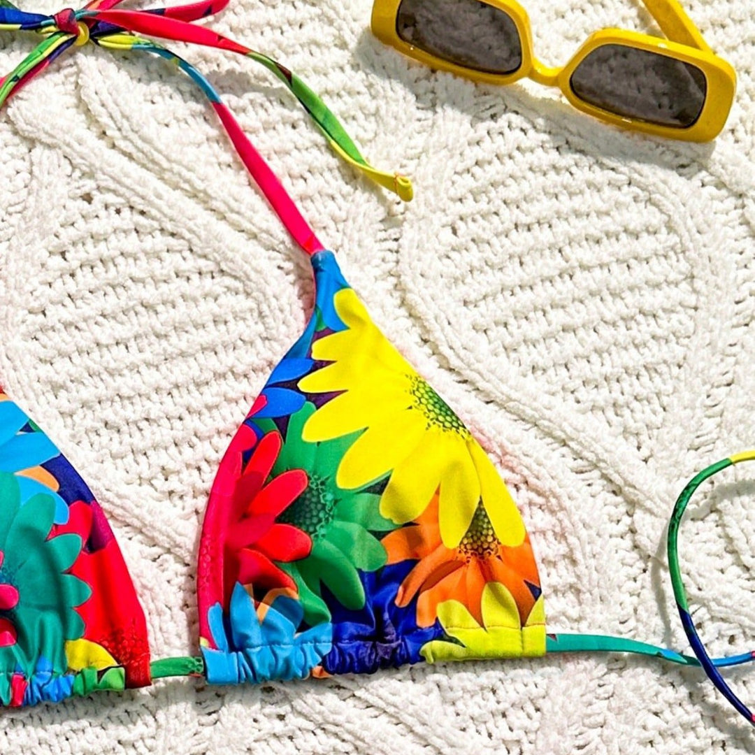 Damen Triangel-Bikini mit floralem Rüschen-Design Drune
