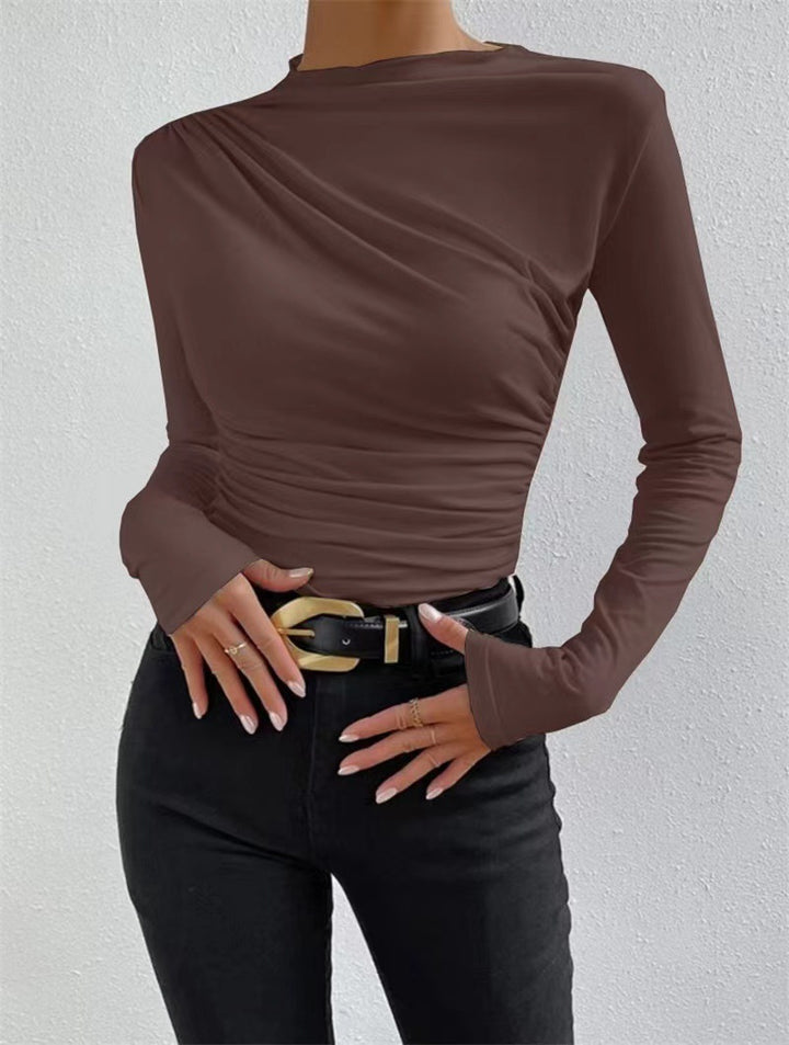 Damen Langarmshirt mit eleganten Raffungselementen und klassischem Design Drune