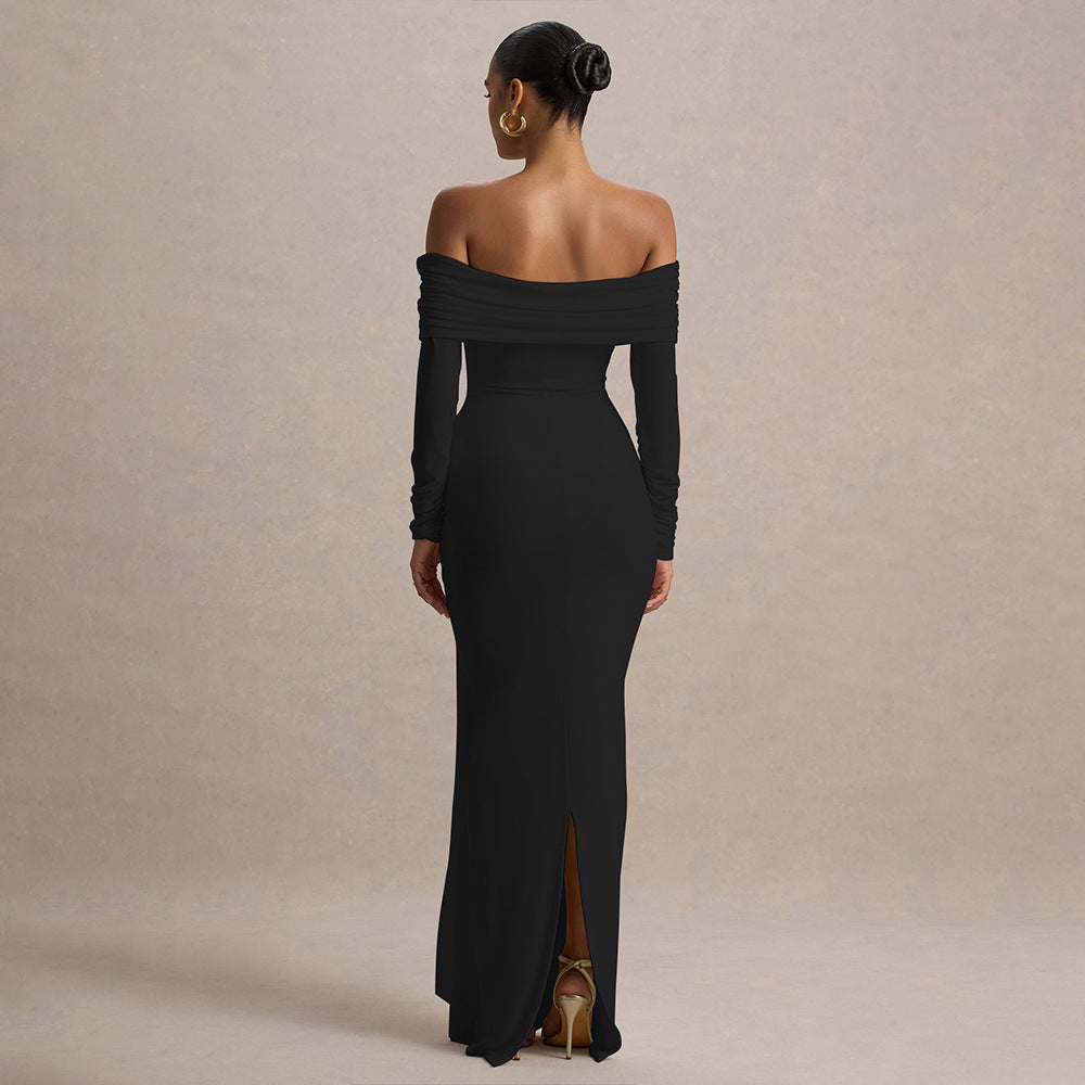 Damen Elegantes Off-Shoulder Abendkleid mit drapierter Silhouette Drune