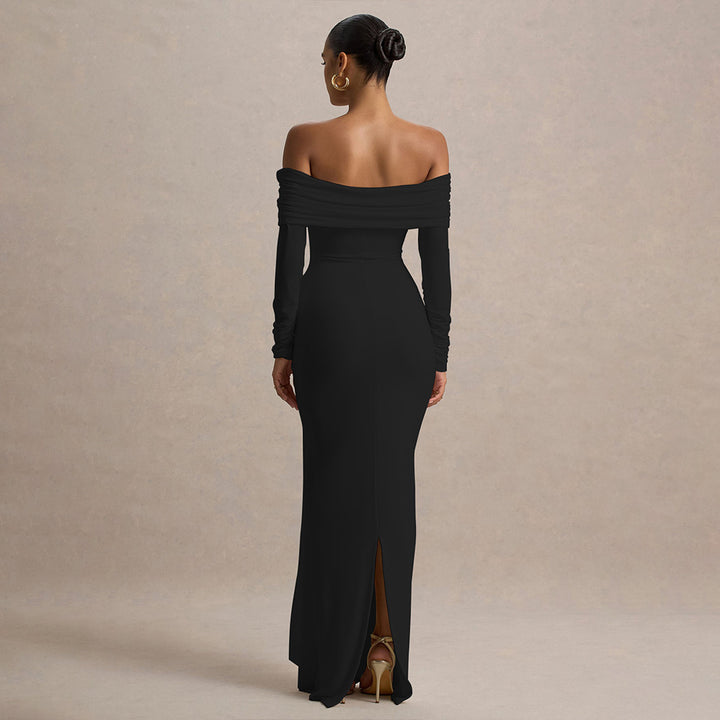 Damen Elegantes Off-Shoulder Abendkleid mit drapierter Silhouette Drune