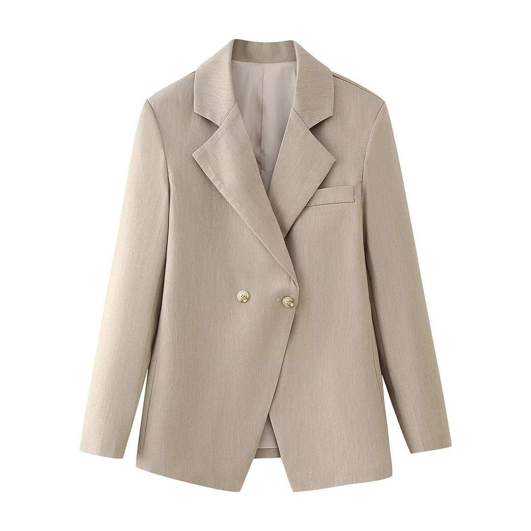Damen Doppelreihiger Oversize-Blazer aus feinem Twill mit fallendem Revers Drune