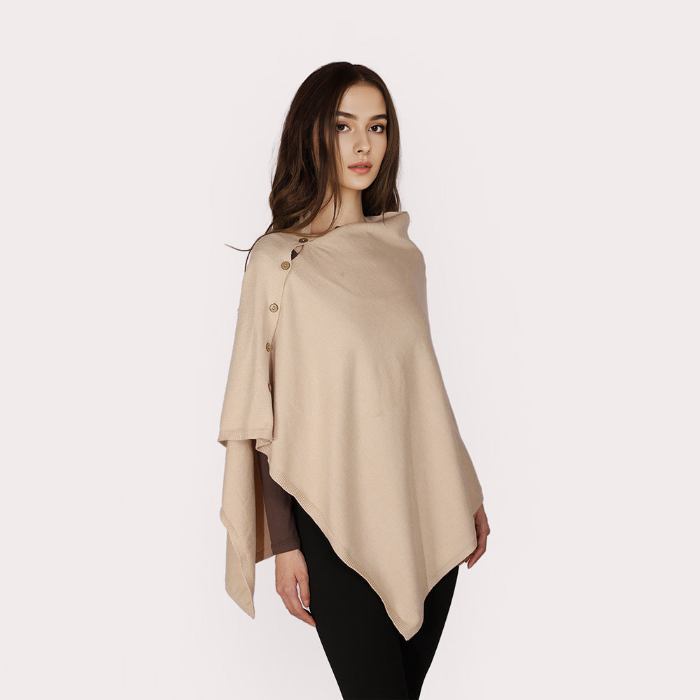 Damen Jacquard Überwurfcape aus feinem Strick mit Paisley-Bordüre Drune