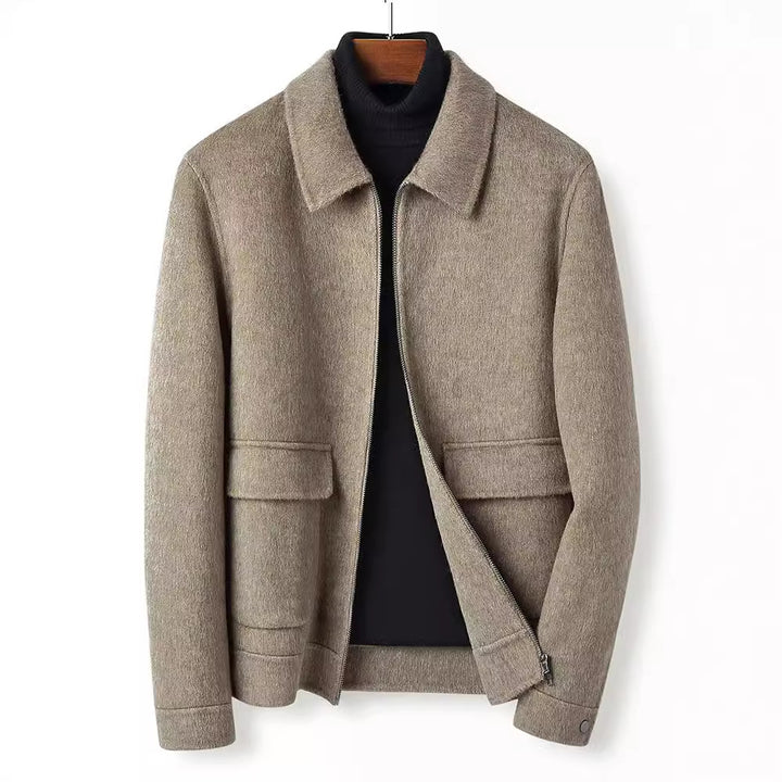 Herren Wollmix-Übergangsjacke mit Stehkragen, Reißverschluss und Pattentaschen Drune