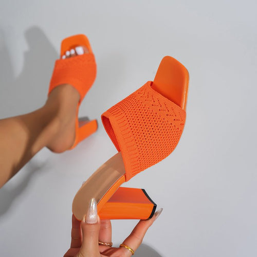 Damen Mules mit atmungsaktivem Netzdesign und bequemer Blockabsatzsohle Drune
