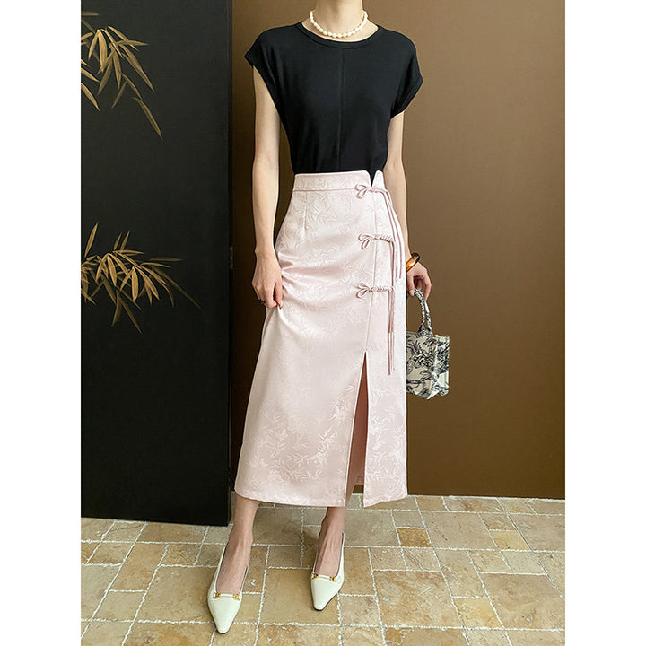 Damen Elegantes Wickel-Midikleid mit transparenten Details Drune