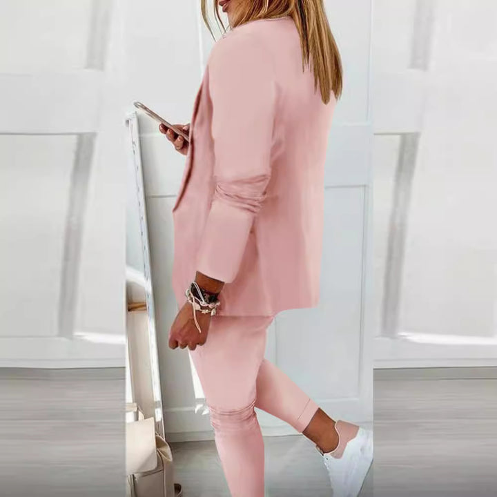 Damen nan zweiteiliges Blazer-Jogger-Set mit tailliertem Blazer und elastischer Bundhose Drune