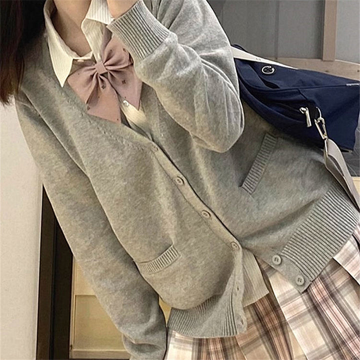 Damen verspielter Cardigan mit großem Kragen und Schleifendetail Drune
