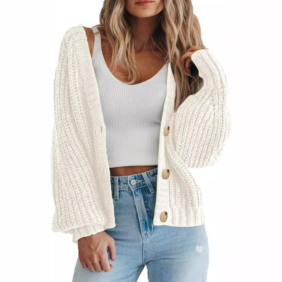 Damen Strickjacke mit Ballonärmeln Drune