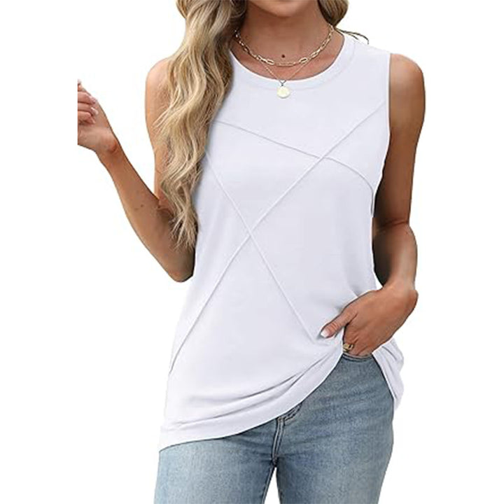 Damen ärmelloses T-Shirt mit modernem geometrischen Design Drune