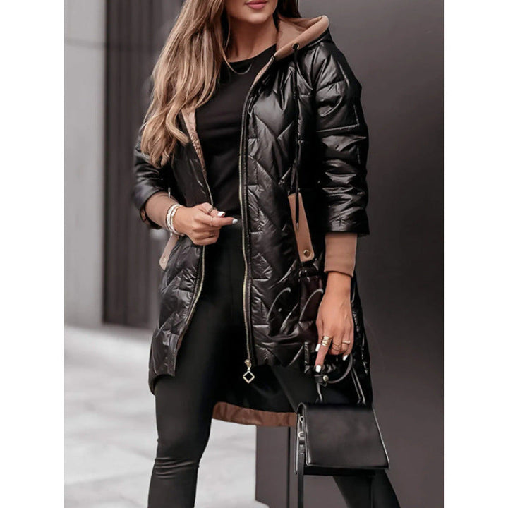 Damen Lässige Steppjacke mit Kapuze und großen Taschen Drune