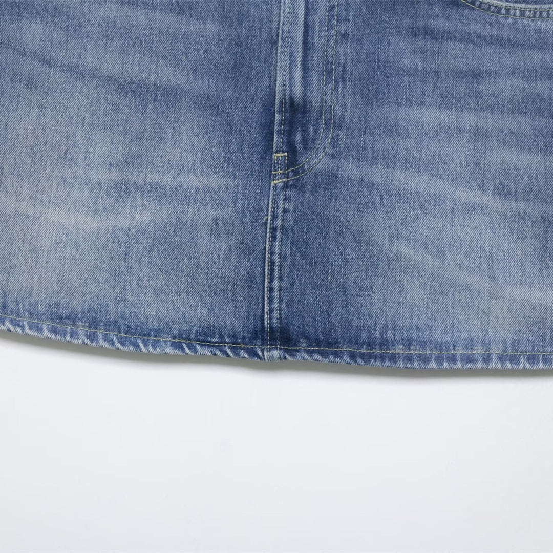 Damen Jeansrock mit verstellbarem Gürtel und klassischen Taschen Drune