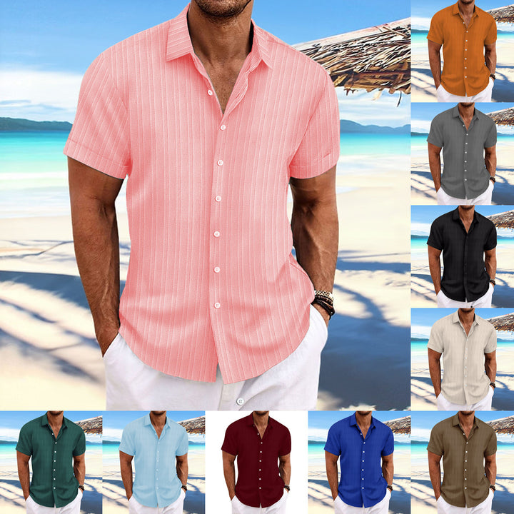 Herren Kurzarm gestreiftes lässiges Button-Up Hemd Drune