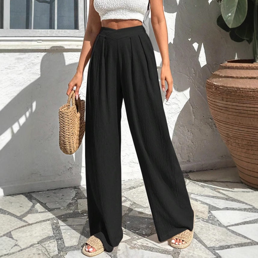 Damen weite Stoffhose mit eleganter Bundfaltenführung Drune