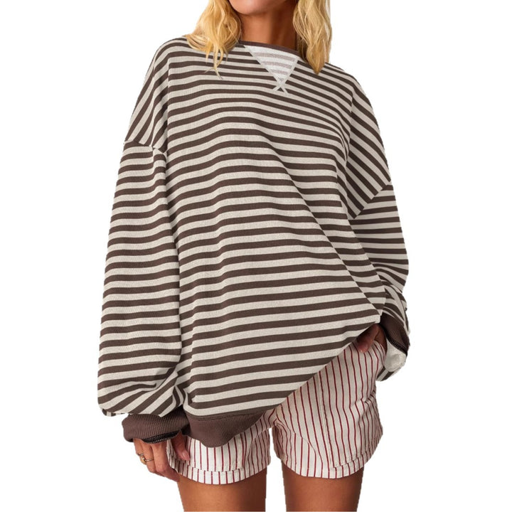 Damen Oversized gestreifter Sweatshirt