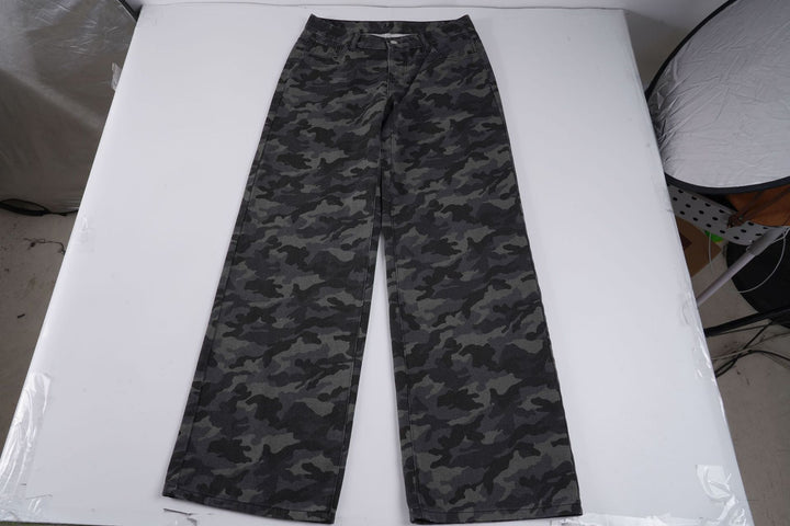 Damen Camouflage-Denim Schlaghose mit hoher Taille und weitem Bein Drune