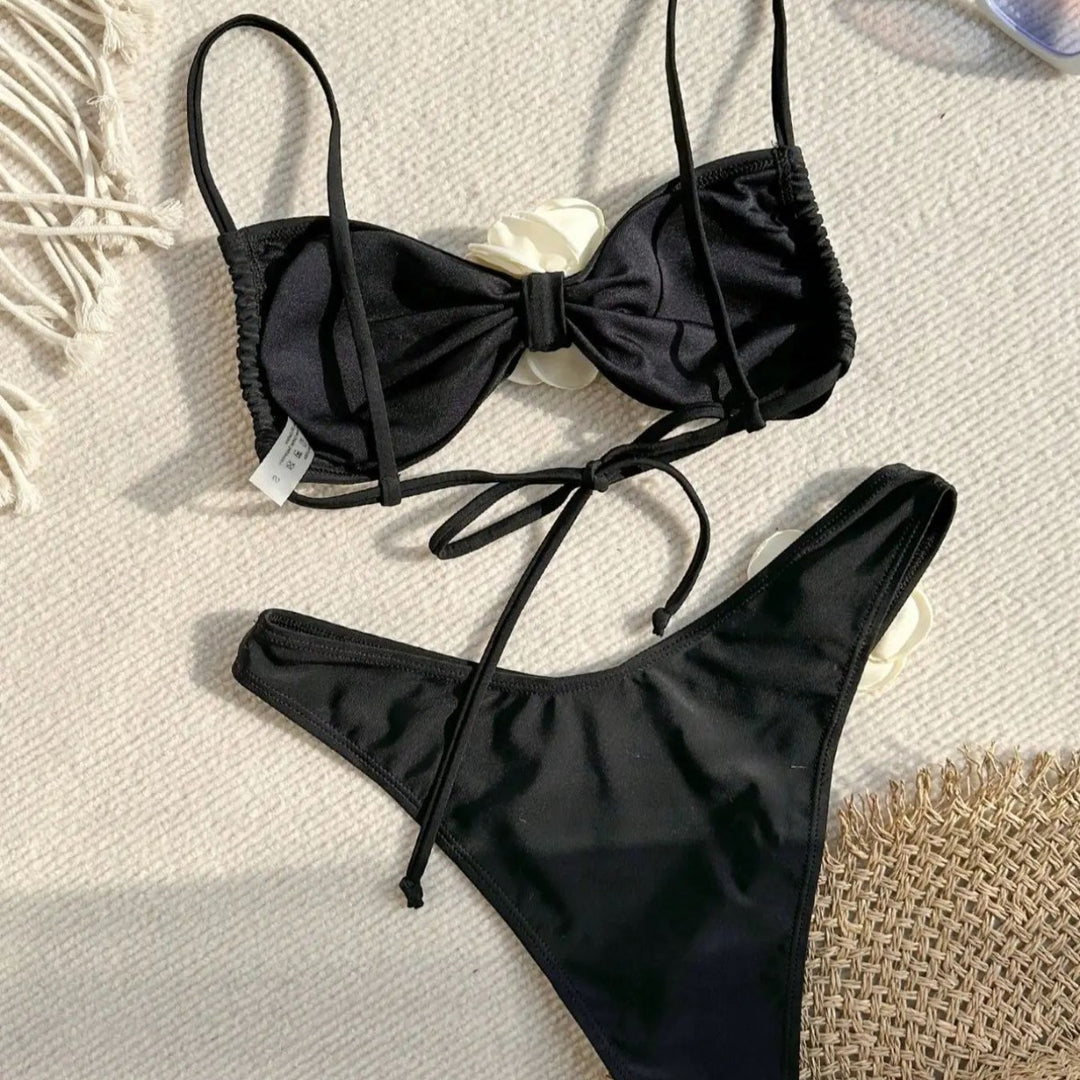 Damen Bandeau-Bikini mit floralen Akzenten Drune