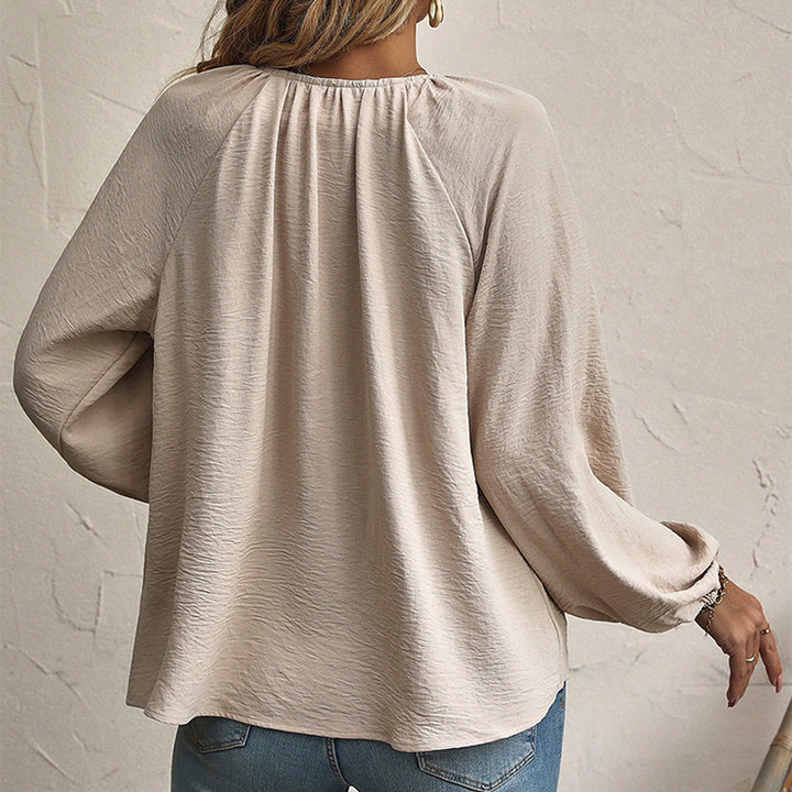 Damen Blusenshirt mit modischen Rüschendetails und verstellbarem Kordelzug Drune