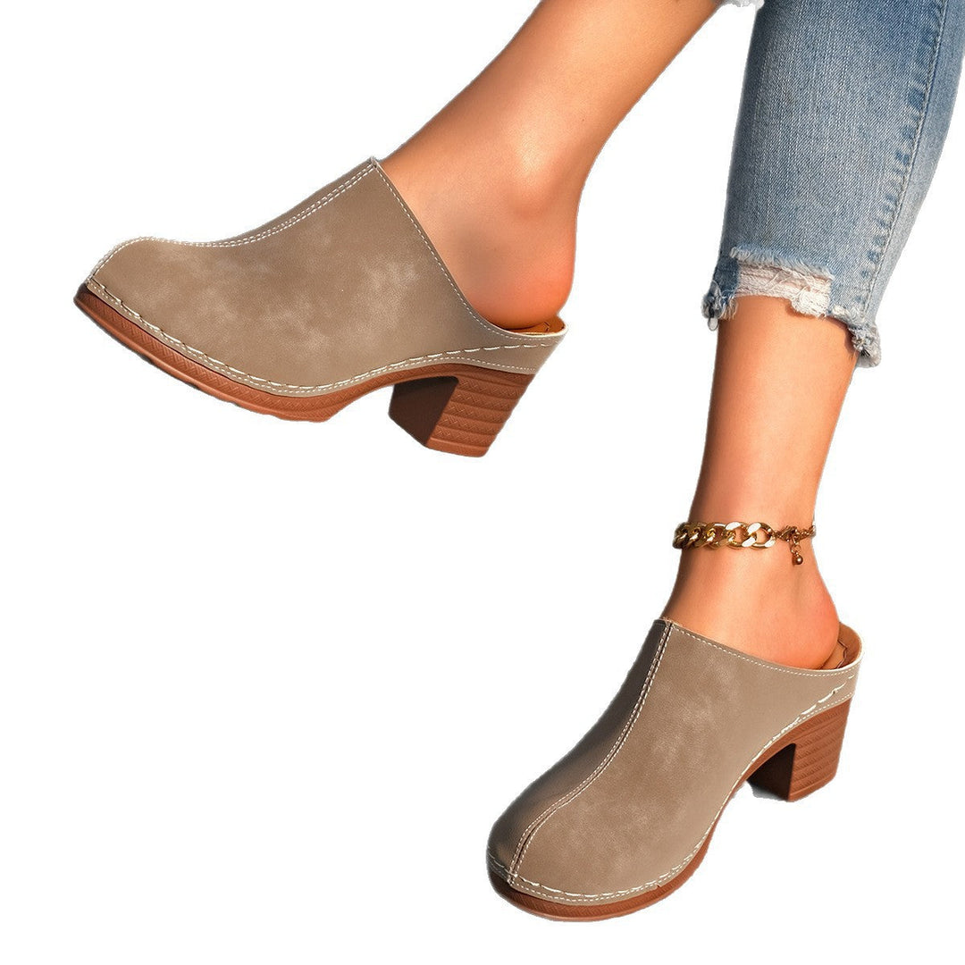 Damen bequeme Clogs aus hochwertigem Wildleder mit elegantem Blockabsatz Drune
