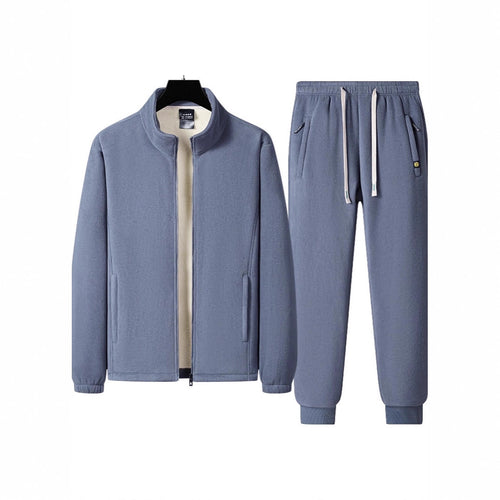Herren dreiteiliges Fleece-Set mit wattierter Weste, Stehkragenjacke und Jogginghose Drune
