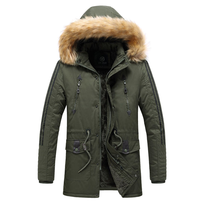Herren Moderne Parkajacke mit abnehmbarem Kunstfellkragen Drune