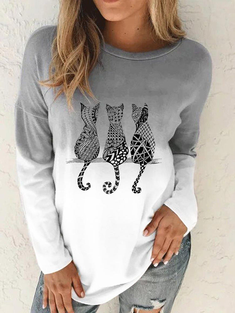 Damen Langärmeliges Oversize-Sweatshirt mit abstraktem Aquarell-Mosaikprint Drune