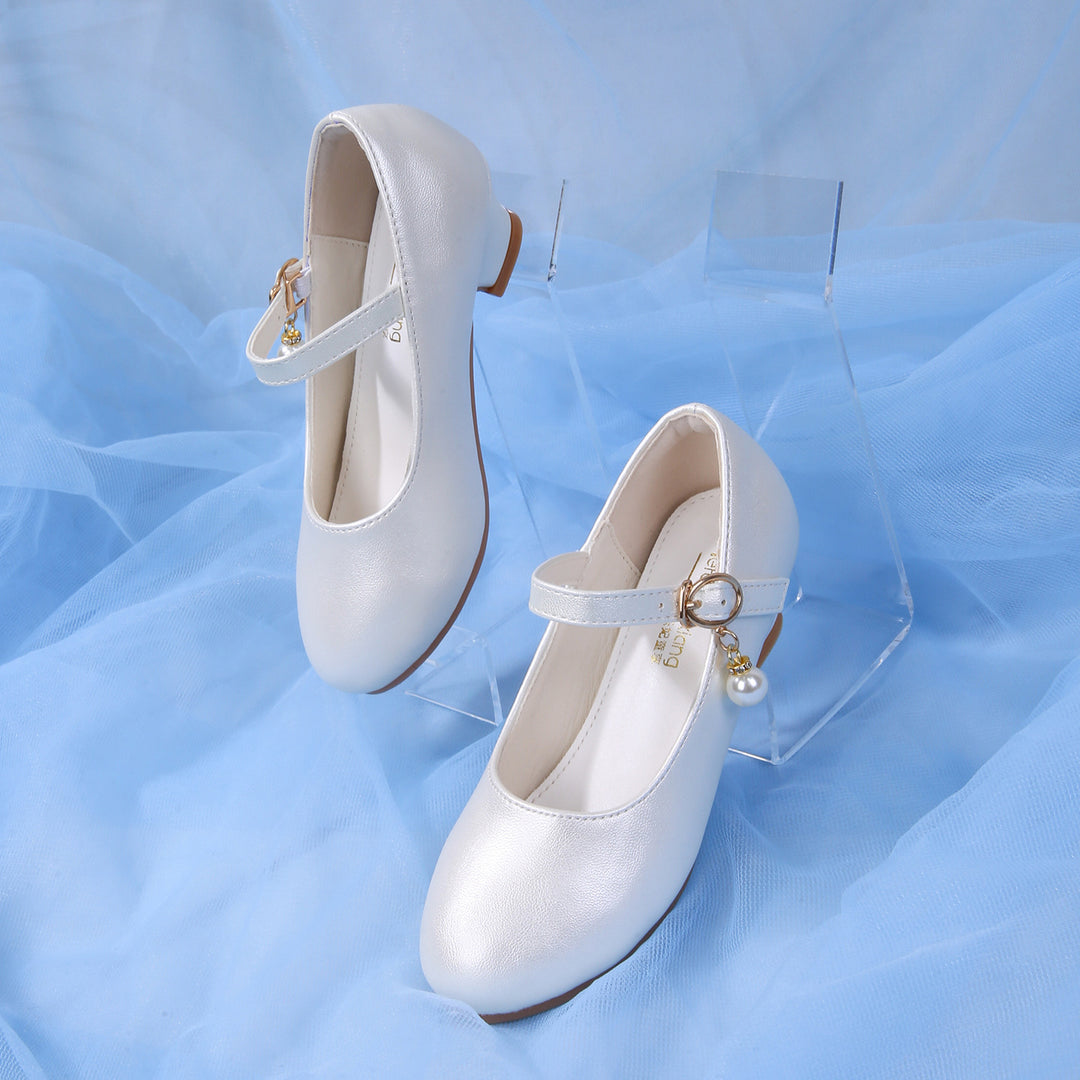 Mädchen Elegante Ballerinas mit verstellbarem Riemen und Perlenanhänger Drune