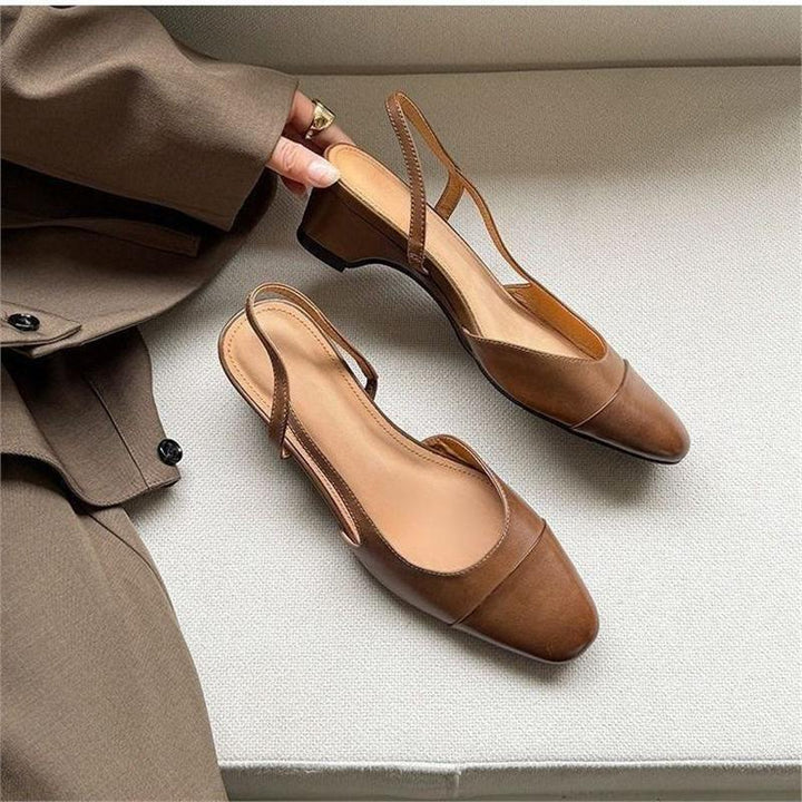 Damen Slingback-Ballerinas mit quadratischer Zehenbox und elastischem Fersenriemen Drune