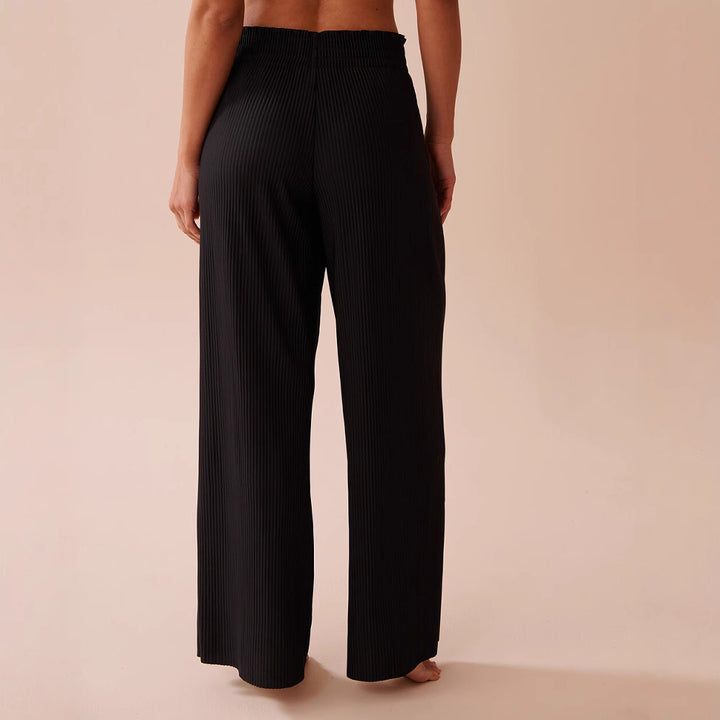 Damen Weite Plissee‑Loungehose mit elastischem Smokbund, Seitentaschen und fließender Palazzo‑Silhouette Drune