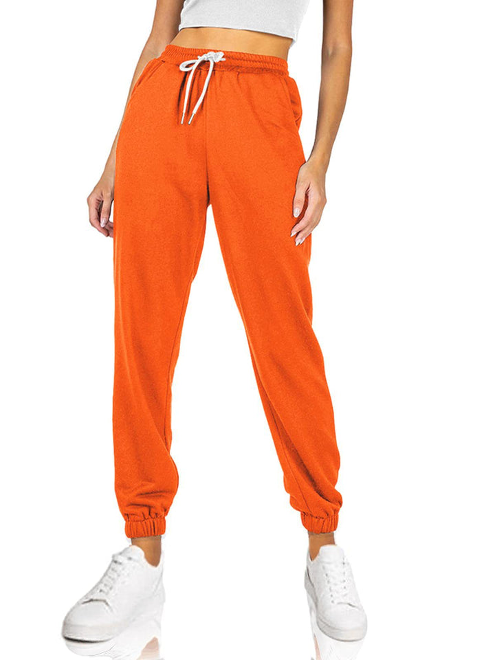 Damen bequeme Sweatpants mit elastischem Bund und Taschen Drune