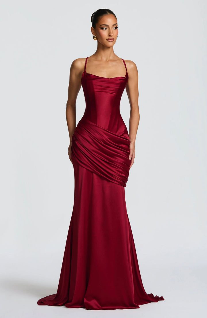 Damen elegantes Abendkleid mit raffinierten Drappierungen Drune