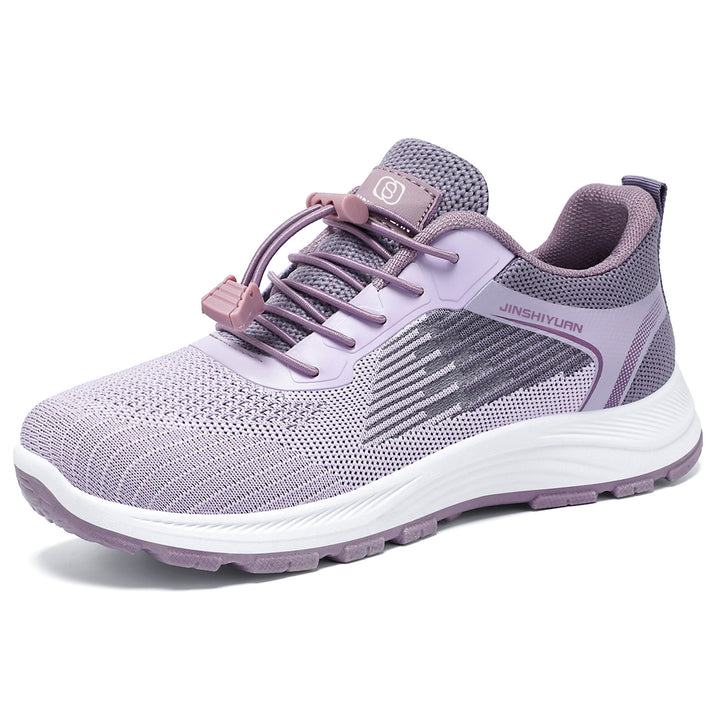 Damen nan leichter atmungsaktiver Strick-Walking-Sneaker mit Schnellzug-Kordel und gedämpfter EVA-Zwischensohle Drune