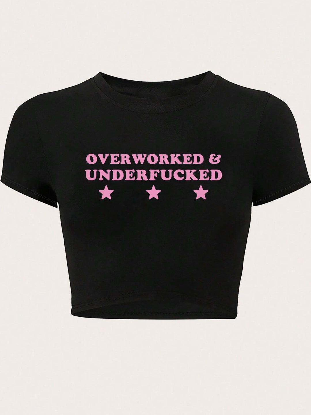 Damen Crop-T-Shirt mit inspirierendem Aufdruck und figurbetontem Schnitt Drune