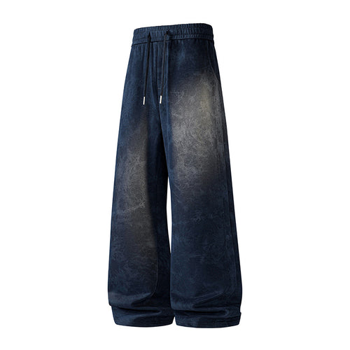 Damen Weite High-Waist Baggy-Sweathose mit Marmorier-Print, Kordelzug & elastischem Saum Drune