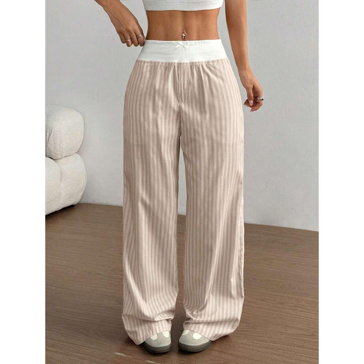 Damen lässige Palazzo-Hose mit breitem Bund Drune