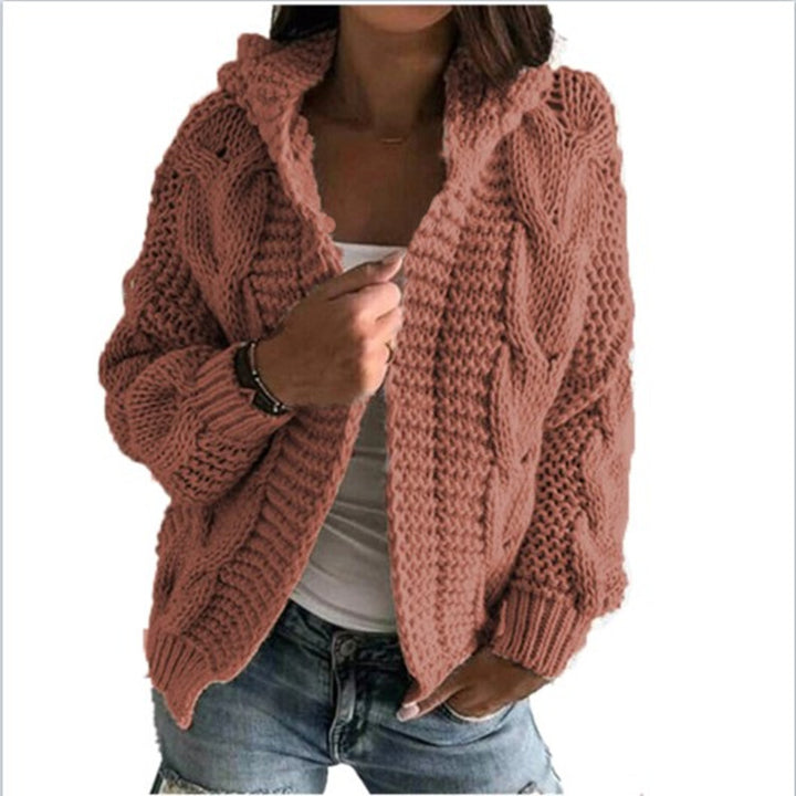 Damen Grobstrickcardigan mit offenem Kragen und voluminösen Ärmeln Drune