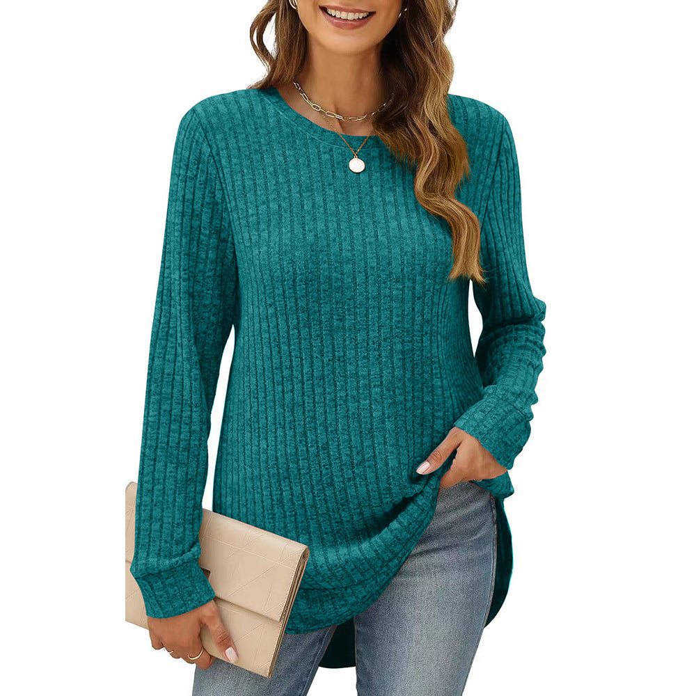 Damen lässiges Langarmshirt aus Strukturstrick Drune