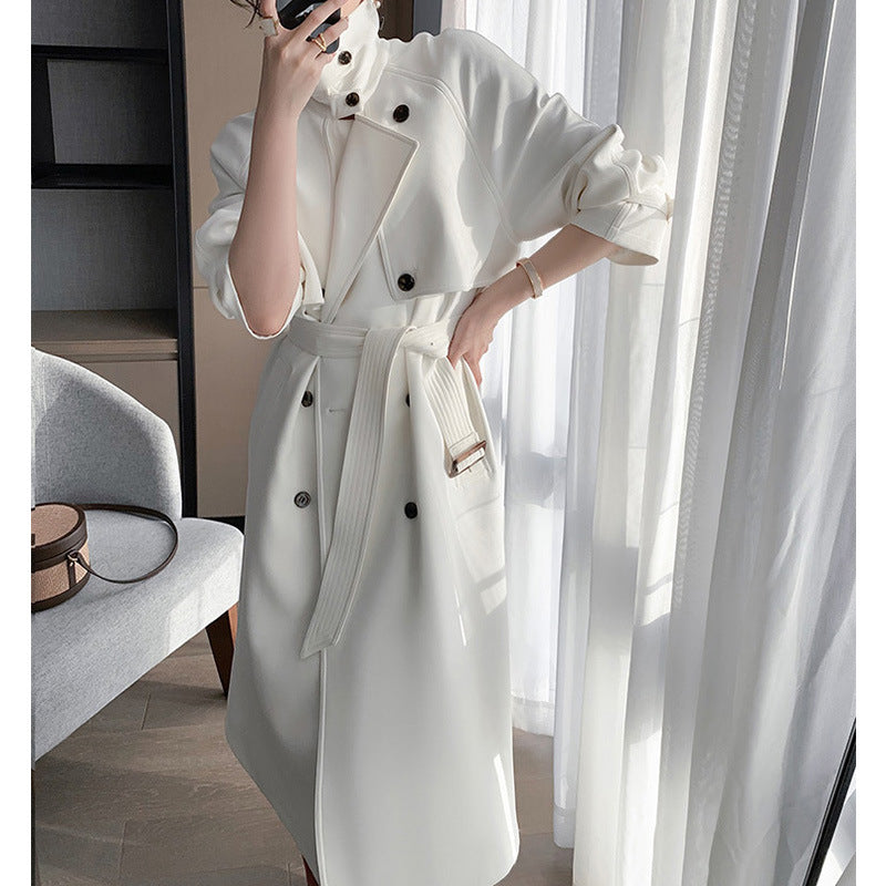 Damen Trenchcoat mit doppelter Knopfleiste und Taillengürtel Drune