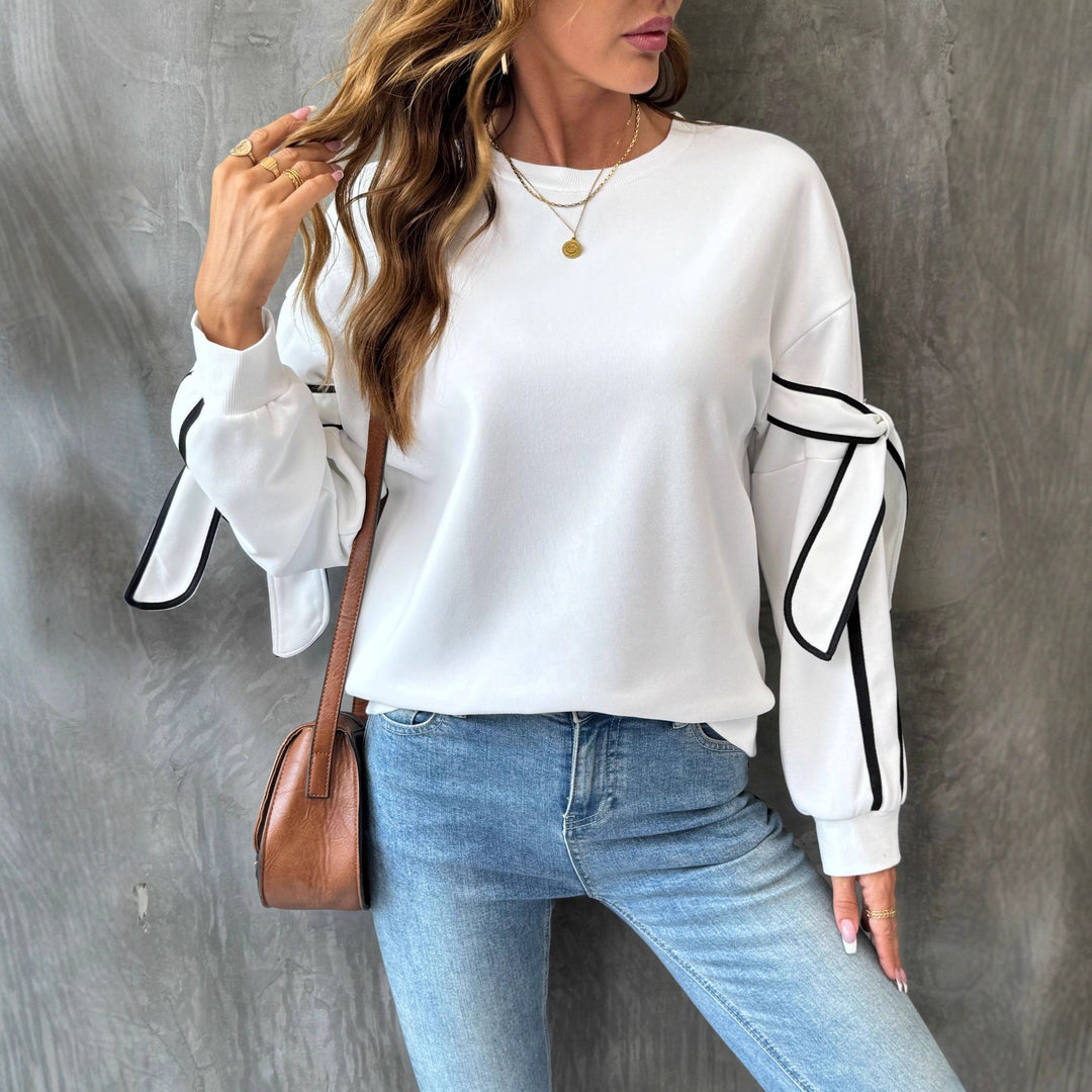 Damen Modischer Sweatshirt mit Schleifendetails Drune