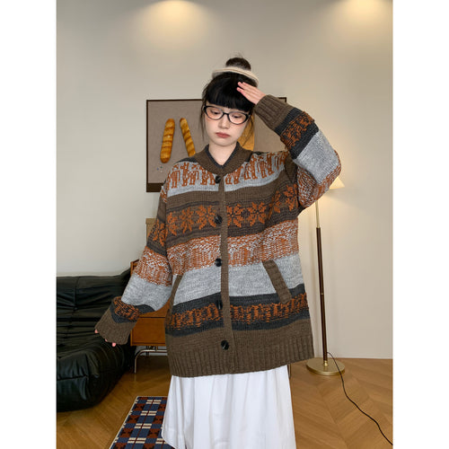 Damen Grobstrickjacke mit trendigem Norweger-Muster und lässigem Schnitt Drune