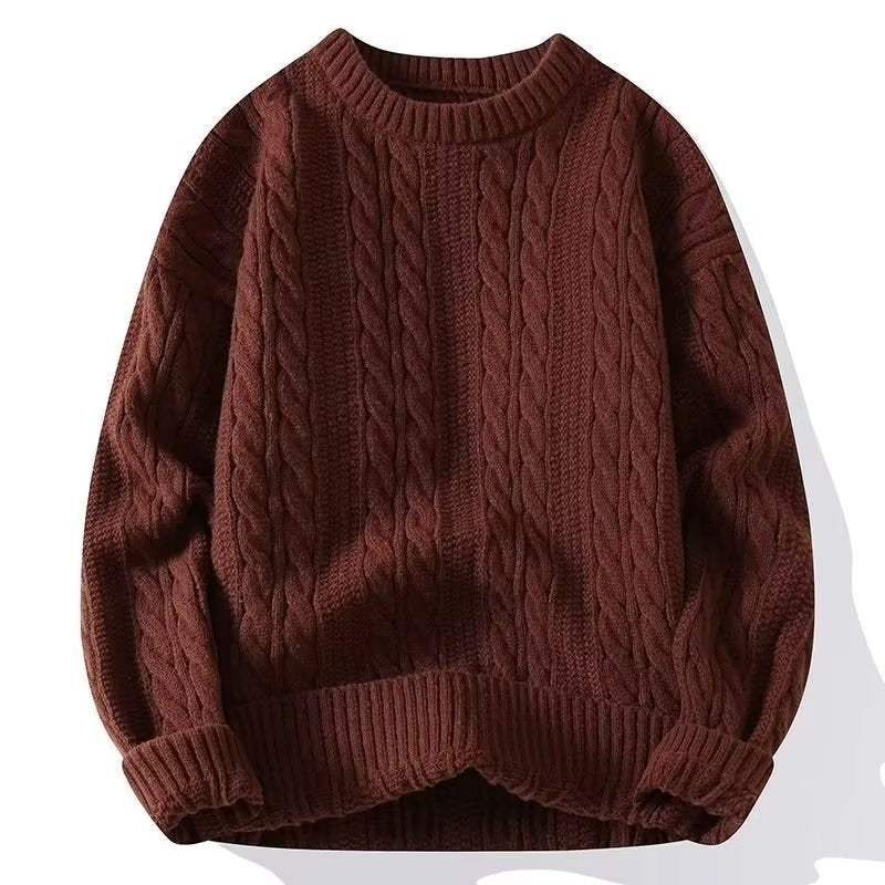 Herren Strickpullover mit strukturiertem Zopfmuster und rundem Halsausschnitt Drune