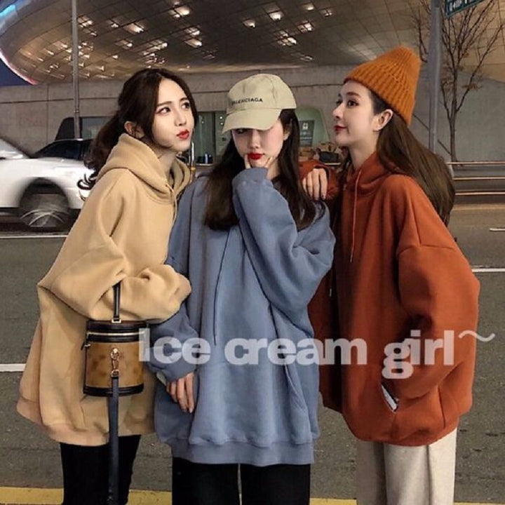 Damen kuscheliger Oversized-Hoodie mit hohem Kragen und praktischen Kängurutaschen Drune