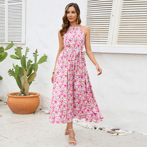 Damen Maxikleid mit romantischem Blumenmuster und tailliertem Schnitt Drune