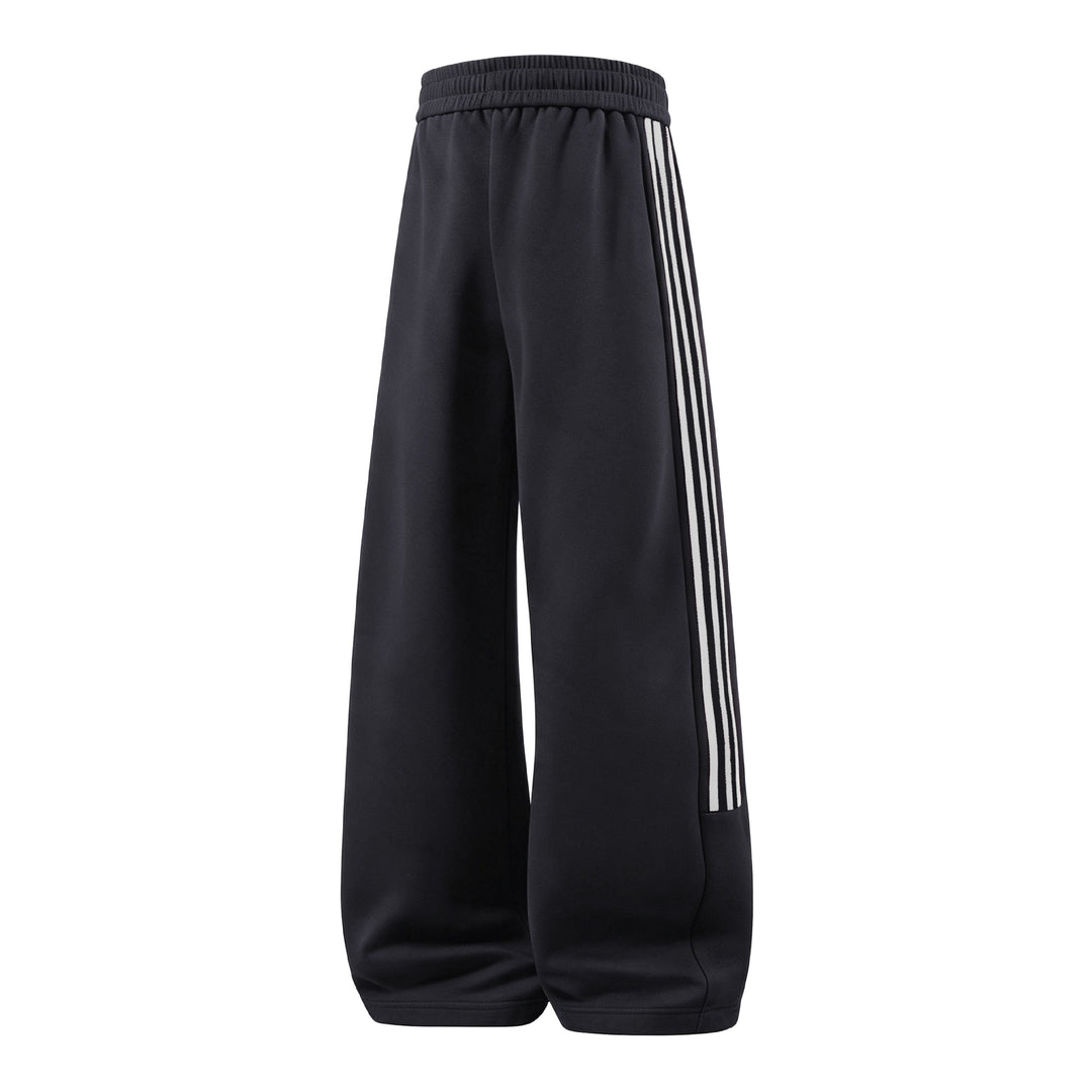 Damen Weite High-Waist Jogginghose mit markanten Seitenstreifen & Kordelzug Drune