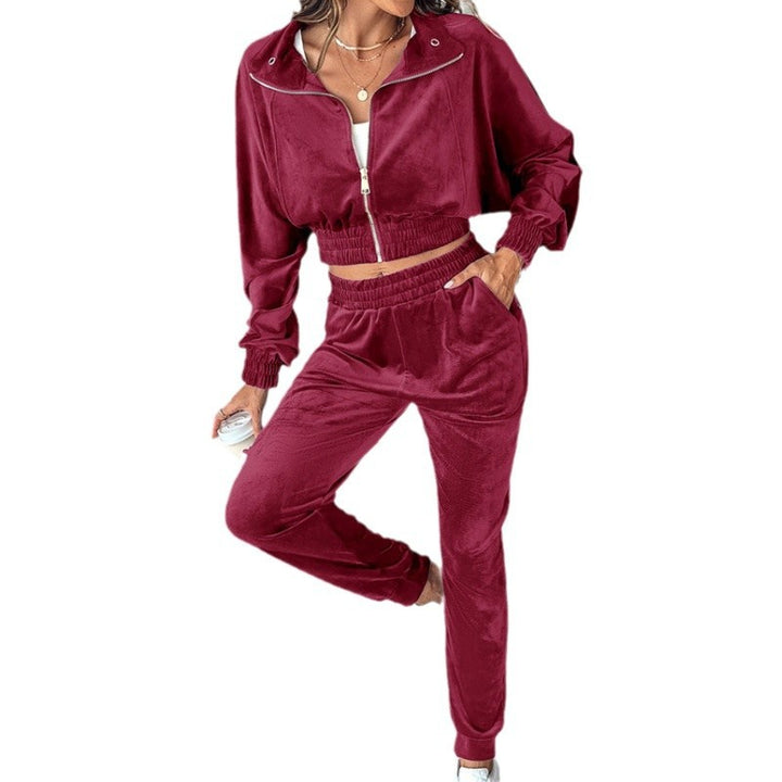 Damen Trainingsanzug mit cropped Jacke und elastischem Bund Drune