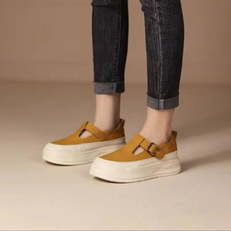 Damen Plateausneaker mit modischem Riemchen und atmungsaktiver Textiloberfläche Drune