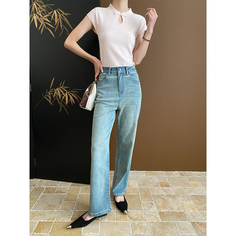 Damen Hochgeschnittene Jeans mit weitem Bein Drune