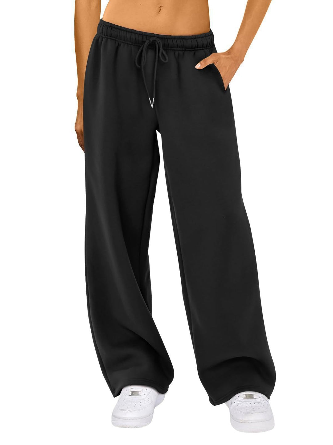 Damen nan weite Loungehose mit hohem Komfortbund, elastischem Tunnelzug und seitlichen Eingrifftaschen Drune