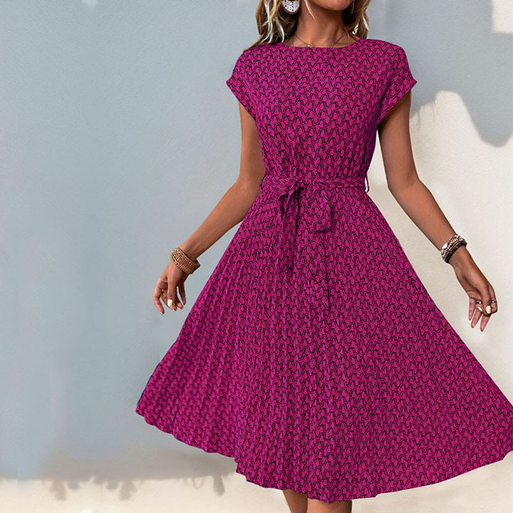 Damen Midikleid mit asymmetrischem Saum und dekorativem Bindegürtel Drune