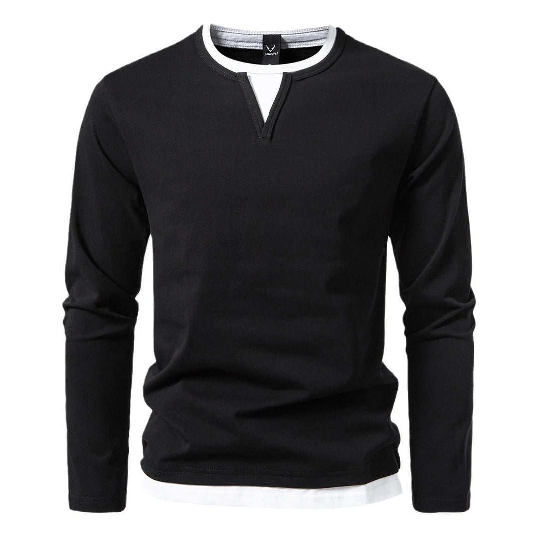 Herren Langarmshirt mit modernem V-Ausschnitt und coolen Layering-Details Drune